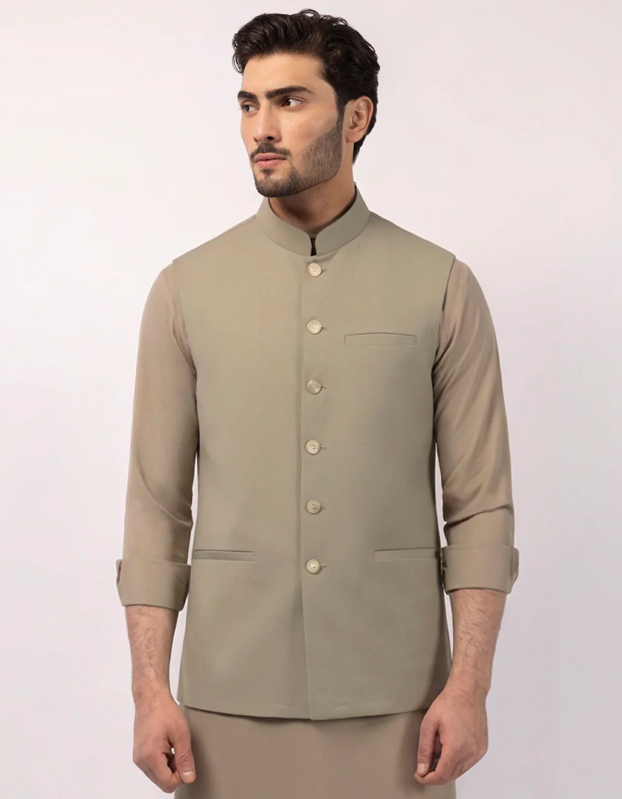 GREEN BLENDED WAISTCOAT | JJVC-A-48328/S25/JJ10484-PN