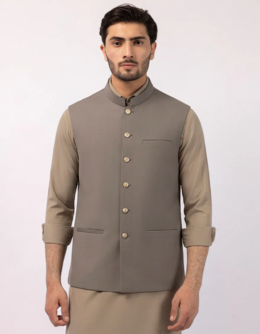SILVER GREY BLENDED WAISTCOAT | JJVC-A-48330/S25/JJ10484-PN