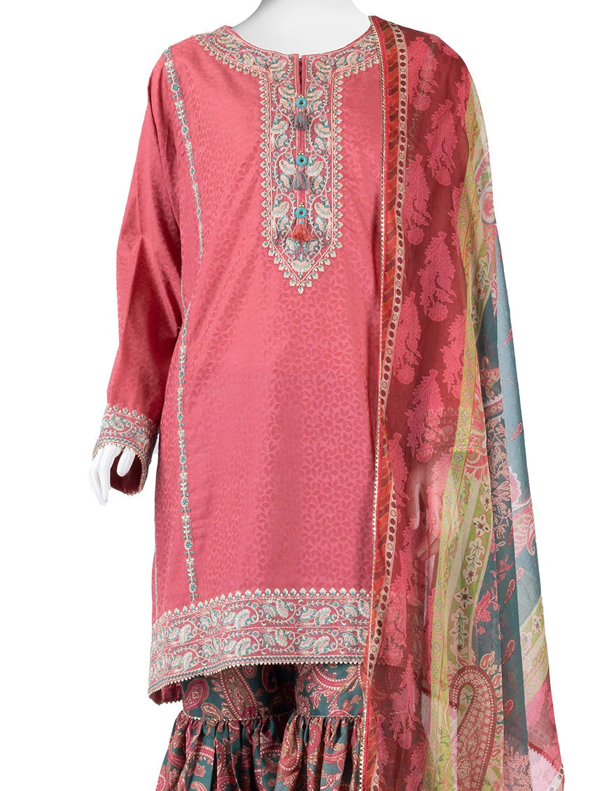 PINK DOBBY 3PC STITCHED | JLAWN-S-25-015/S KASHMIRI-03 - Image 2