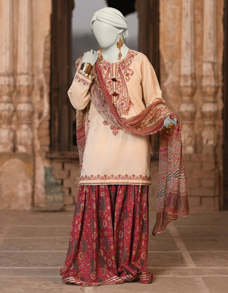 OFF WHITE DOBBY 3PC STITCHED | JLAWN-S-25-018/S KASHMARI-06