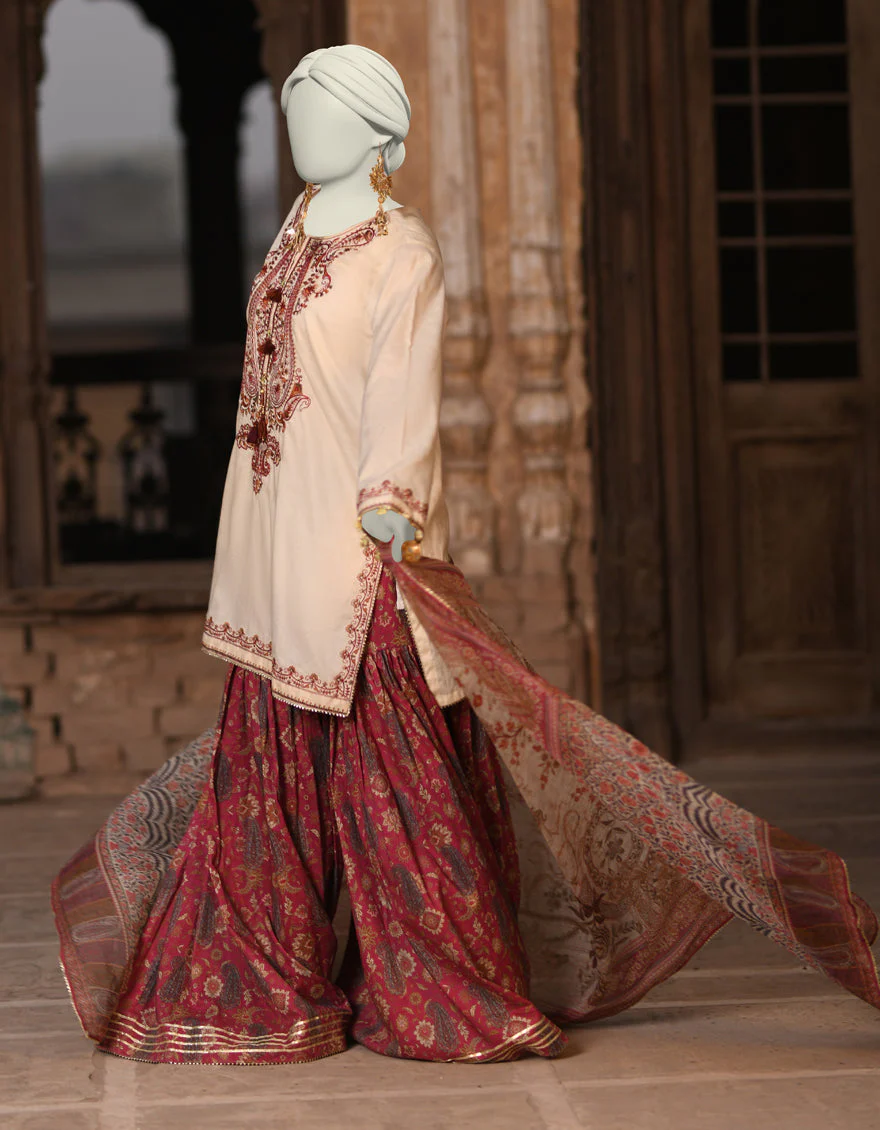OFF WHITE DOBBY 3PC STITCHED | JLAWN-S-25-018/S KASHMARI-06 - Image 3
