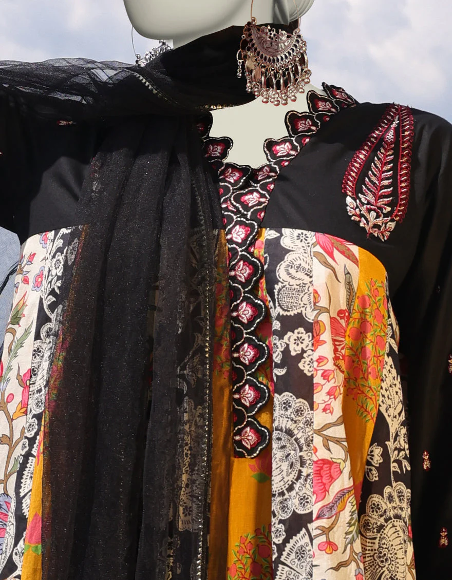 BLACK LAWN 3PC STITCHED | JLAWN-S-25-026/S ETHNIC BOGO-2 - Image 3