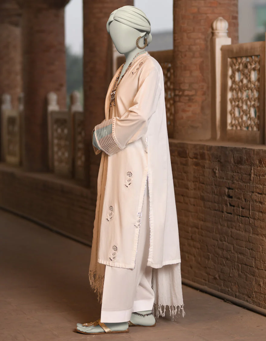 WHITE LAWN 3PC STITCHED | JLAWN-S-25-031/S CHAMPA PANI-1 - Image 3