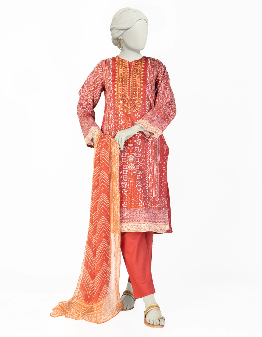 MAROON LAWN 3PC STITCHED | JLAWN-S-25-077/S CHUNRI-5