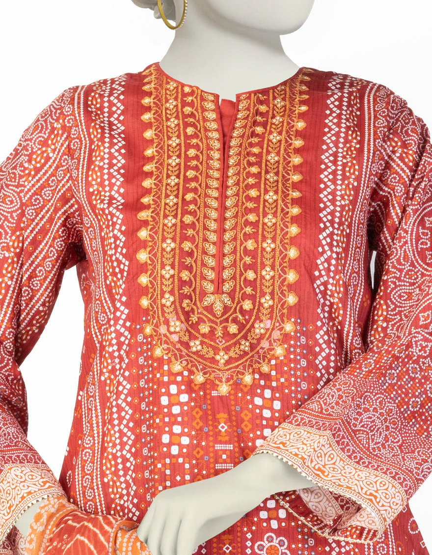 MAROON LAWN 3PC STITCHED | JLAWN-S-25-077/S CHUNRI-5 - Image 3