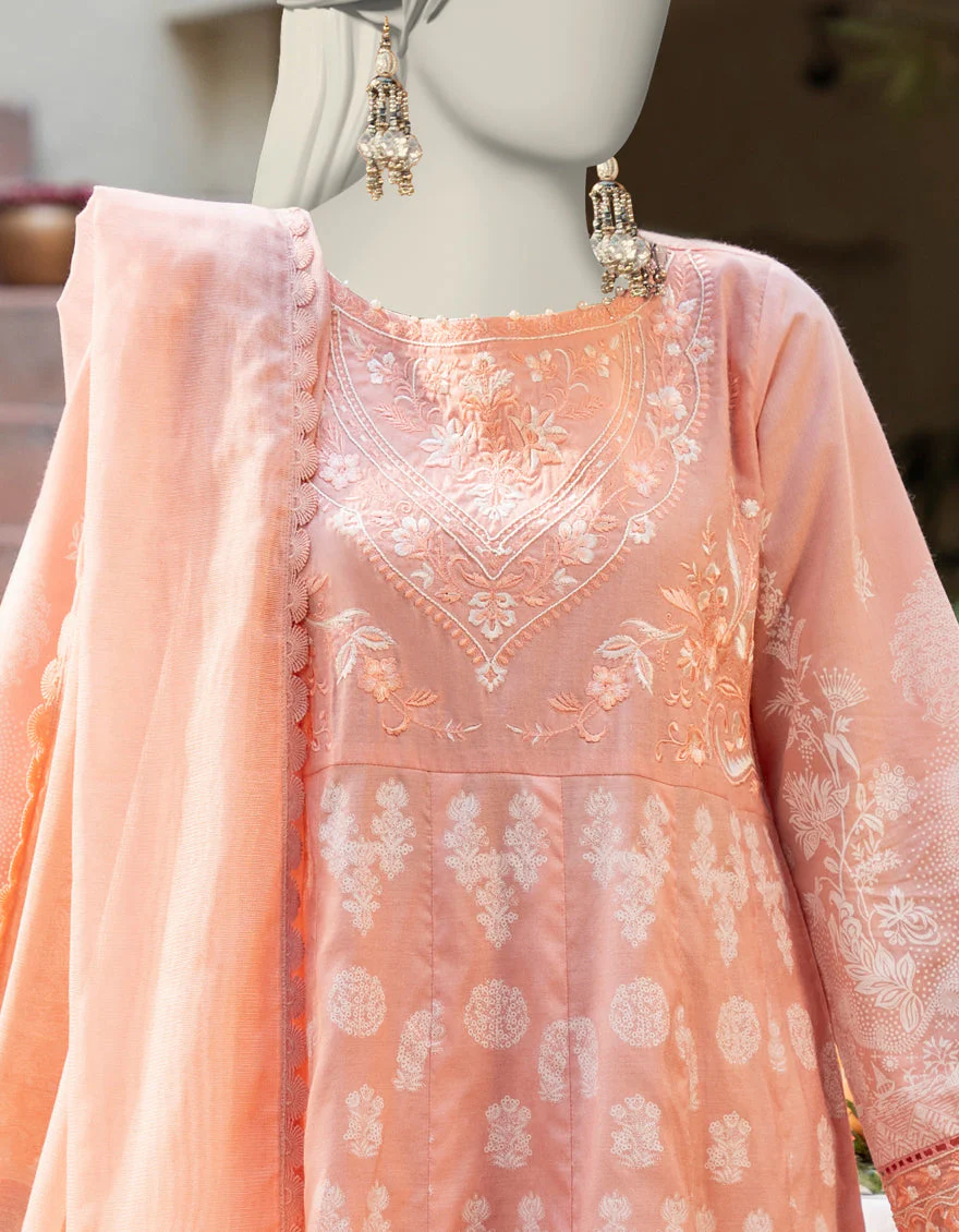 PEACH COTTON SILK 3PC STITCHED | JLAWN-S-25-086/S MAJESTIC-02 - Image 3
