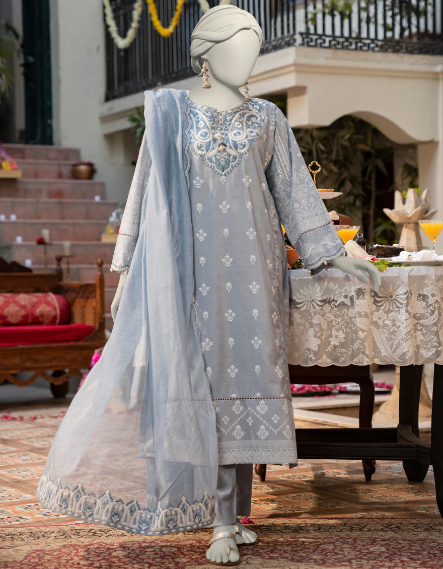 GREY COTTON SILK 3PC STITCHED | JLAWN-S-25-088/S MAJESTIC-04