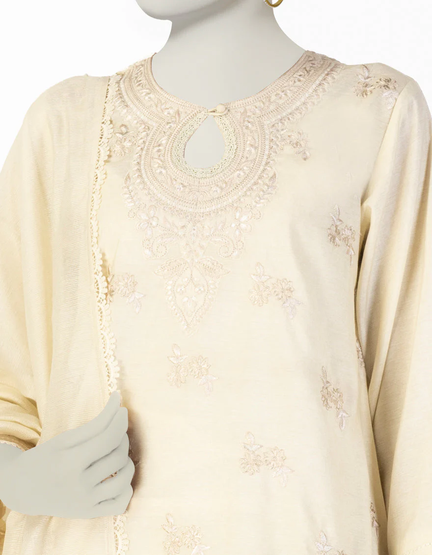 BEIGE COTTON SILK 3PC STITCHED | JLAWN-S-25-090/S GRACEFUL GLAMOUR-02 - Image 3