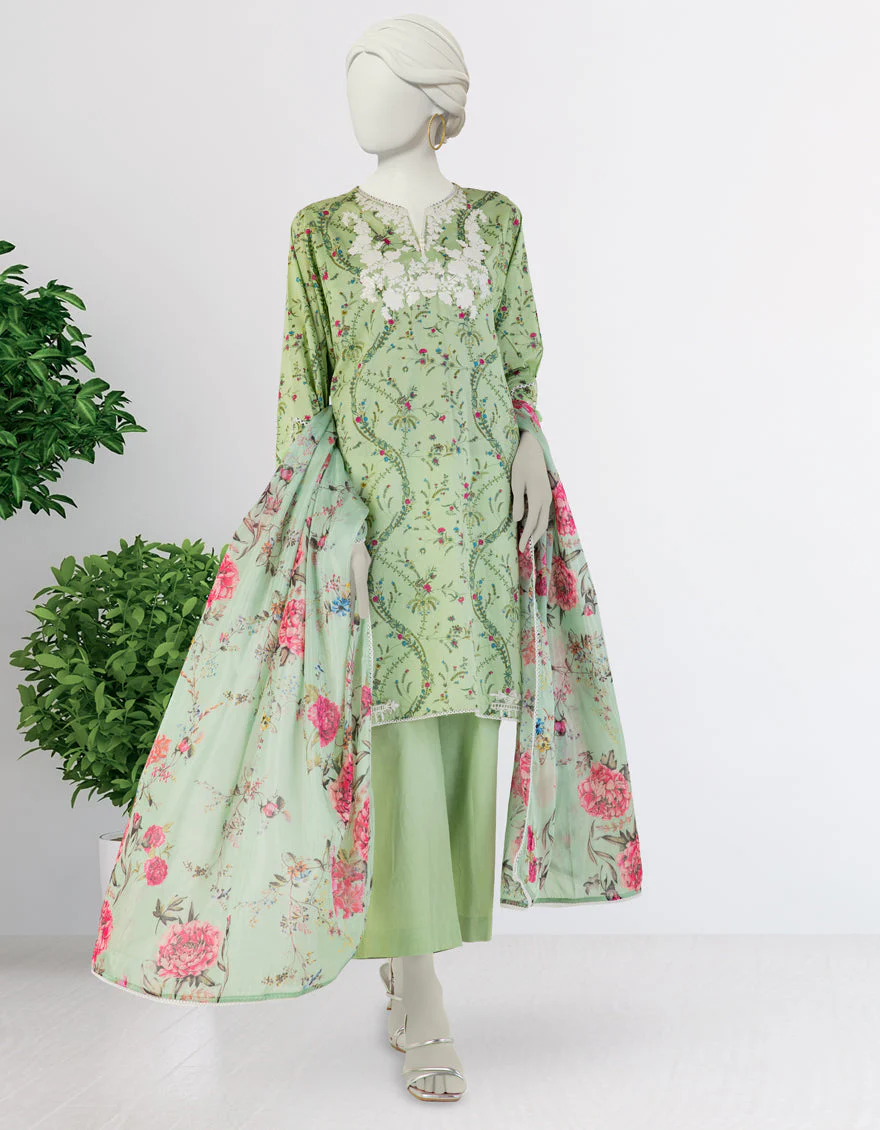 GREEN LAWN 3PC STITCHED | JLAWN-S-25-105/S SHAHJAHAN-01