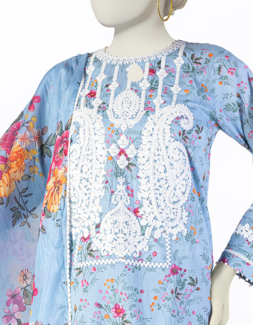BLUE LAWN 3PC STITCHED | JLAWN-S-25-108/S SHAHJAHAN-04 - Image 3