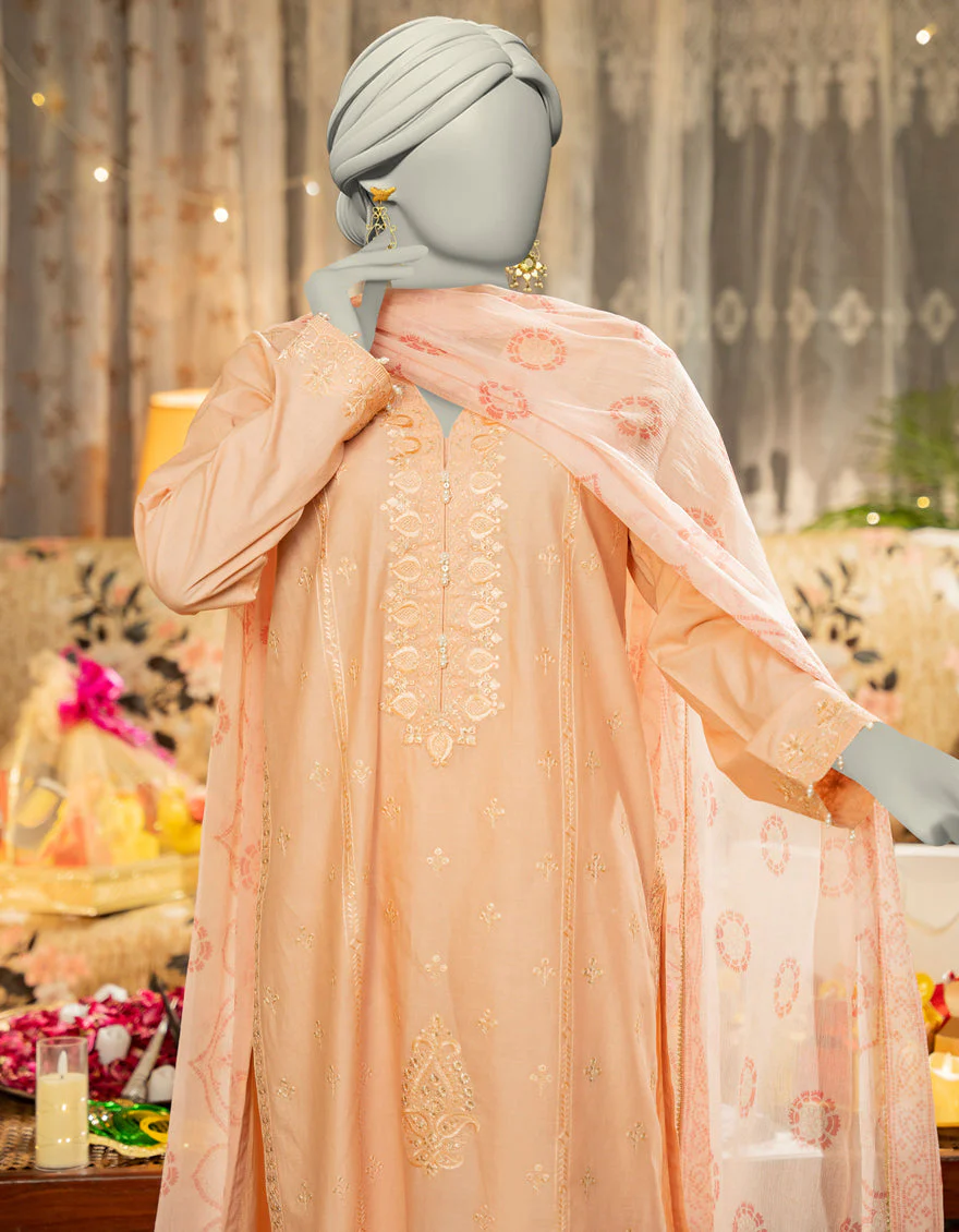 PEACH LAWN 3PC STITCHED | JLAWN-S-25-109/S DHAKA DYNASTY-1 - Image 2