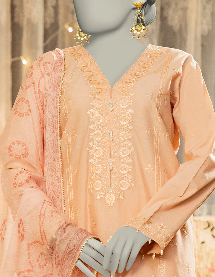 PEACH LAWN 3PC STITCHED | JLAWN-S-25-109/S DHAKA DYNASTY-1 - Image 3