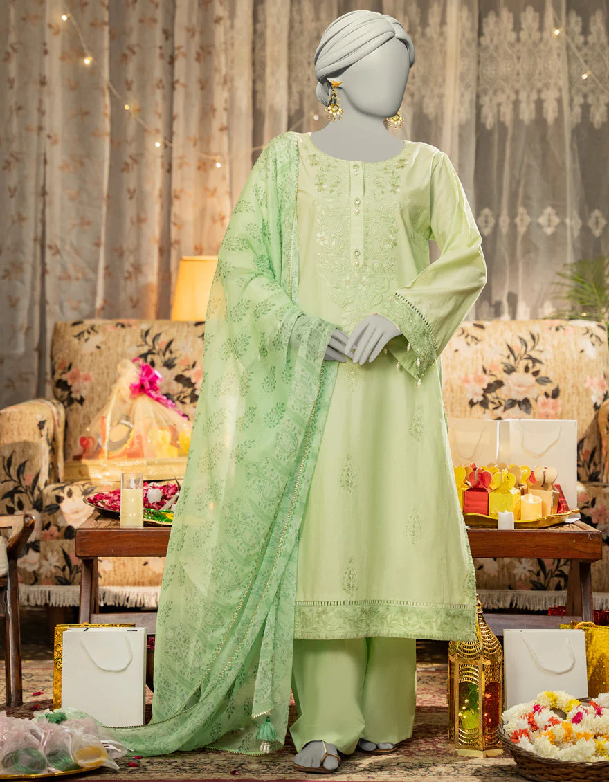 GREEN LAWN 3PC STITCHED | JLAWN-S-25-110/S DHAKA DYNASTY-2