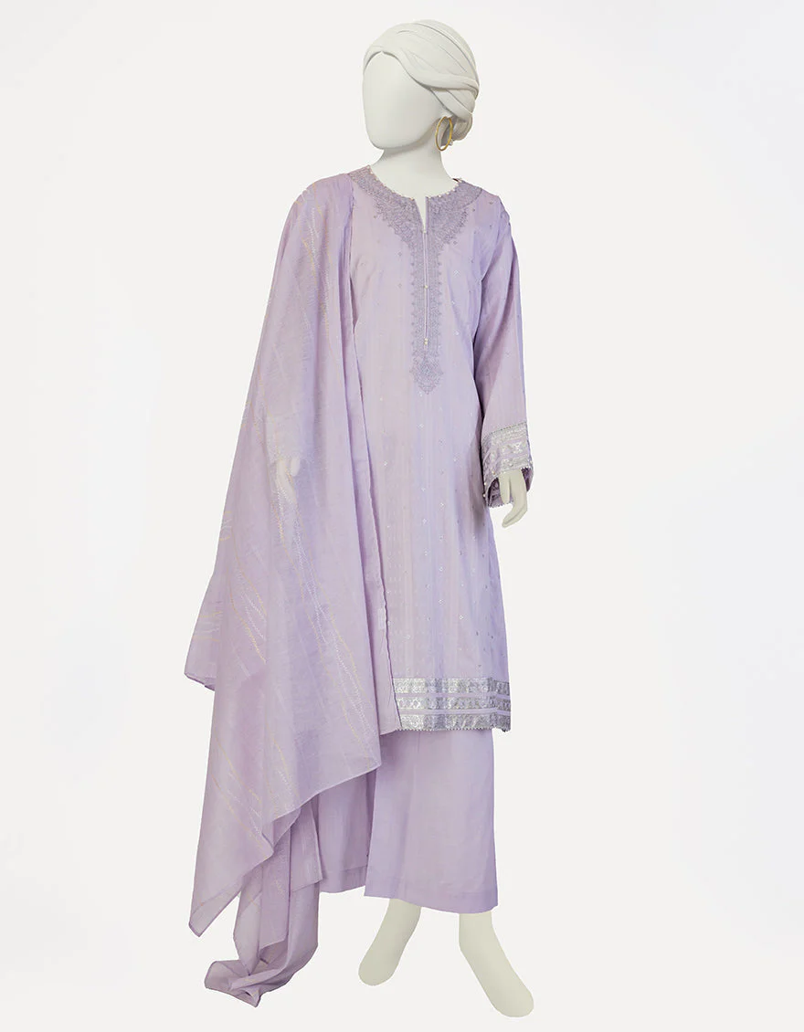 LILAC LUREX DOBBY 3PC STITCHED | JLAWN-S-25-119/S MAHARANI-03