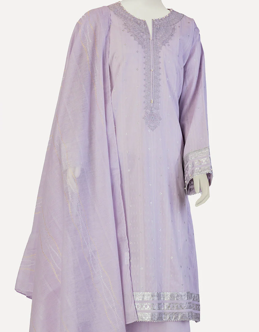 LILAC LUREX DOBBY 3PC STITCHED | JLAWN-S-25-119/S MAHARANI-03 - Image 3