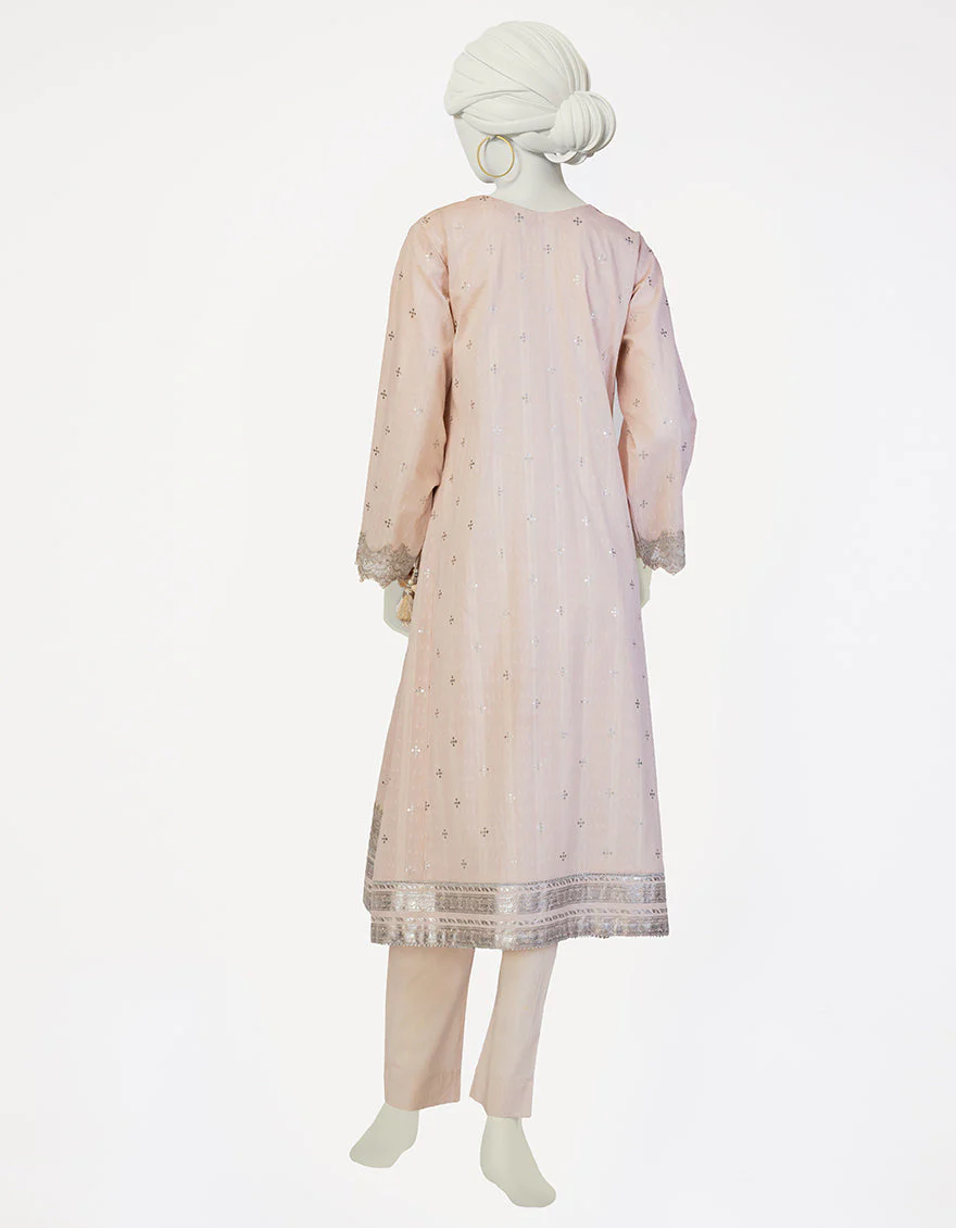 PEACH LUREX DOBBY 3PC STITCHED | JLAWN-S-25-120/S MAHARANI-04 - Image 2