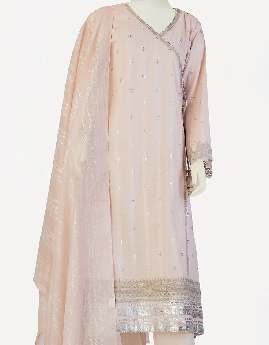 PEACH LUREX DOBBY 3PC STITCHED | JLAWN-S-25-120/S MAHARANI-04 - Image 3