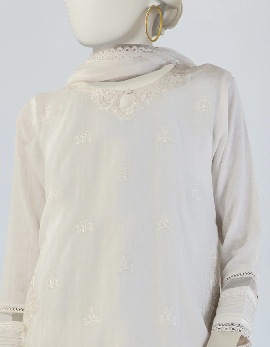 WHITE DOBBY 3PC STITCHED | JLAWN-S-25-125/S PEARL PERFECTION-01 - Image 3