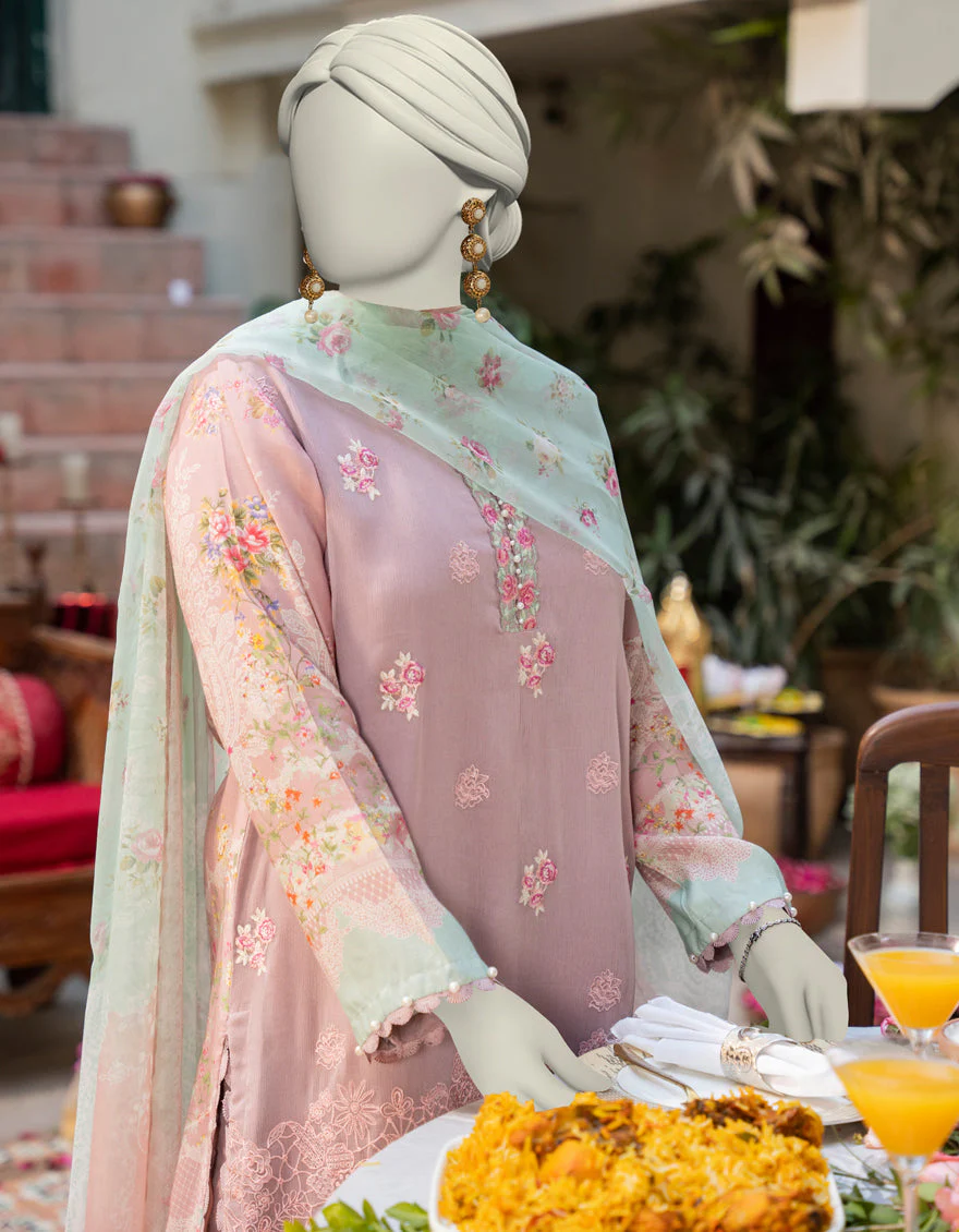 PINK MAPLE SILK 3PC STITCHED | JLAWN-S-25-153/S PASTEL HUES-08 - Image 2