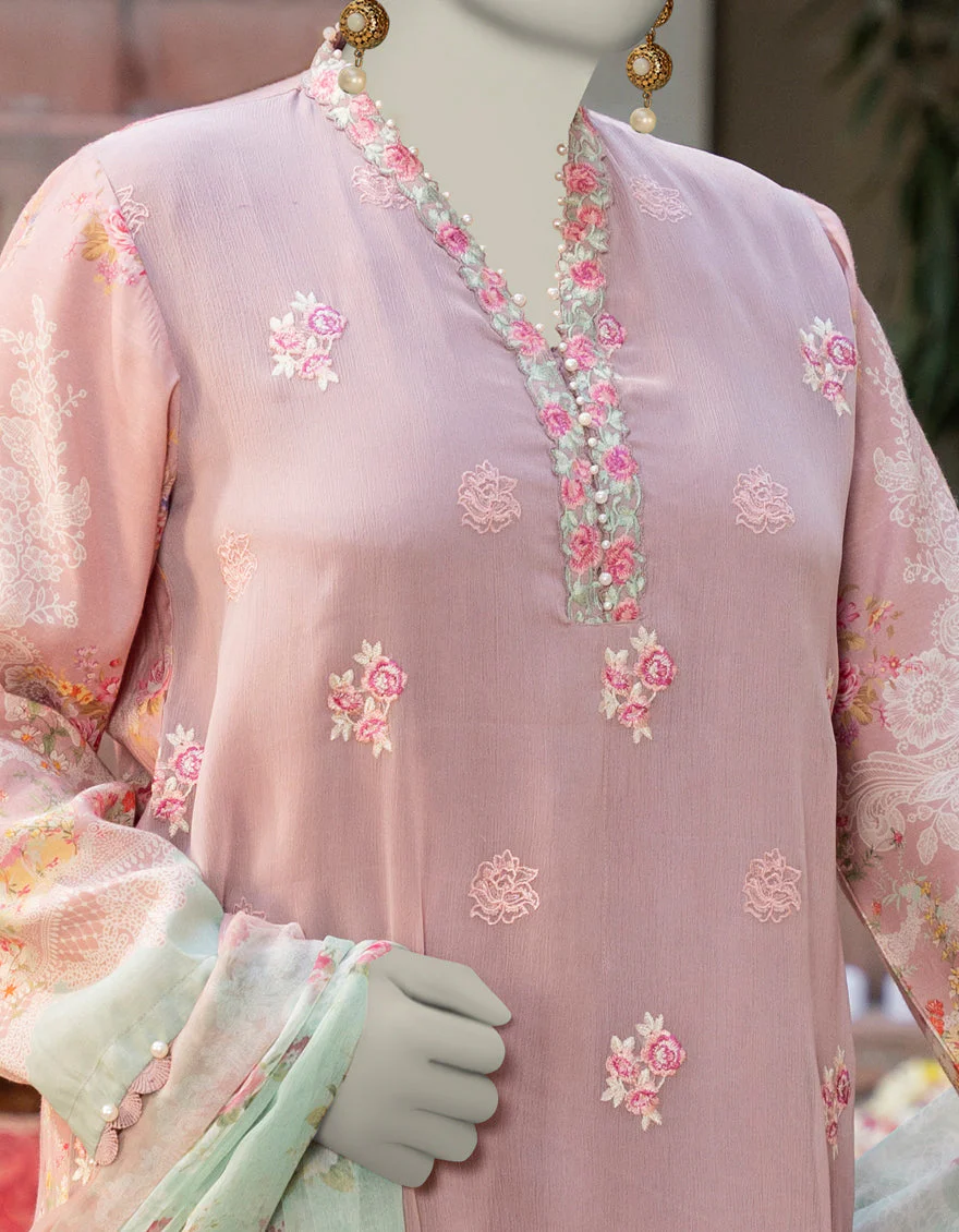 PINK MAPLE SILK 3PC STITCHED | JLAWN-S-25-153/S PASTEL HUES-08 - Image 3