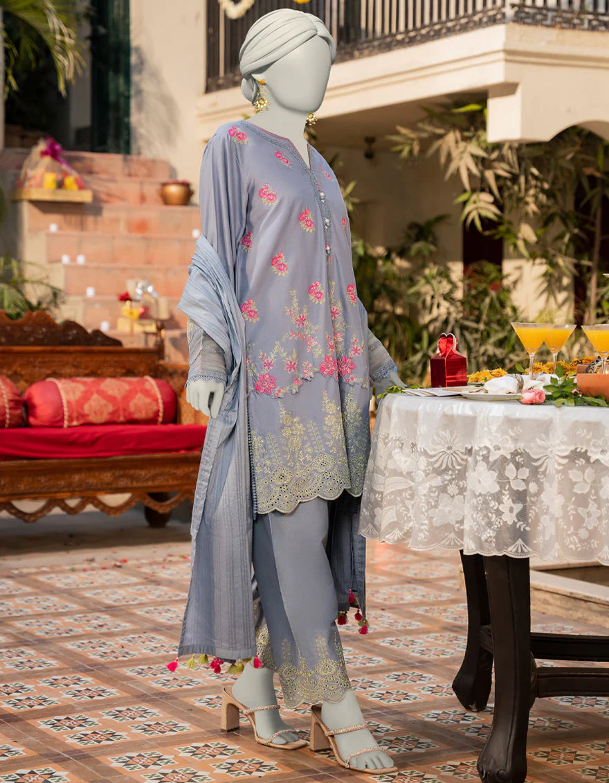 BLUE LAWN 3PC STITCHED | JLAWN-S-25-160/S SCHIFFLI BLISS-03