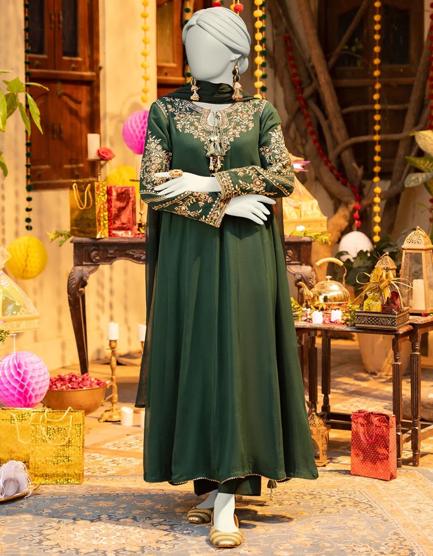 GREEN CHIFFON 3PC STITCHED | JLAWN-S-25-163/S SHIMMERING CHIC-02
