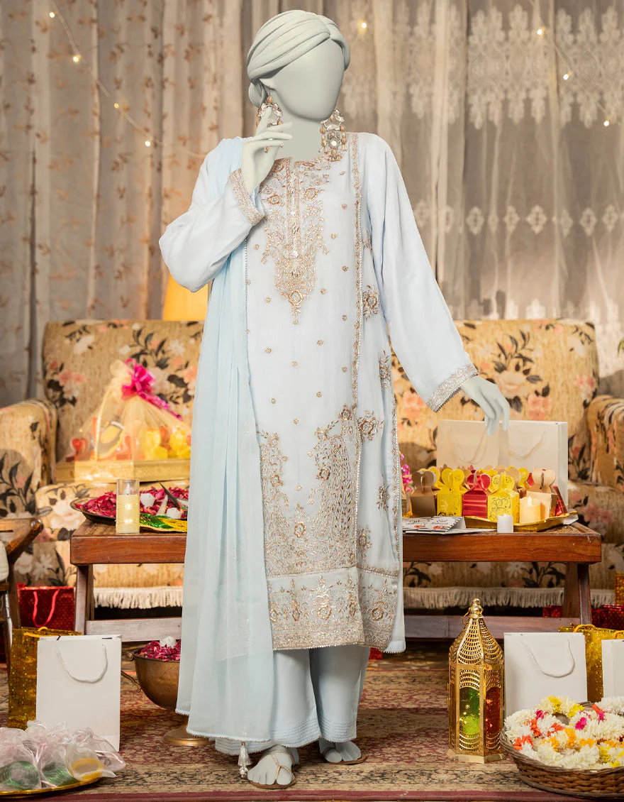 BLUE CHIFFON 3PC STITCHED | JLAWN-S-25-167/S SHIMMERING CHIC-6