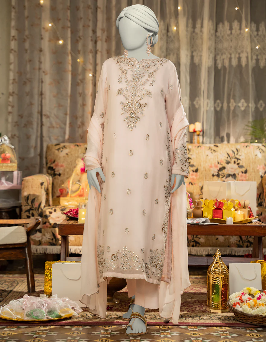 PINK CHIFFON 3PC STITCHED | JLAWN-S-25-168/S SHIMMERING CHIC-07