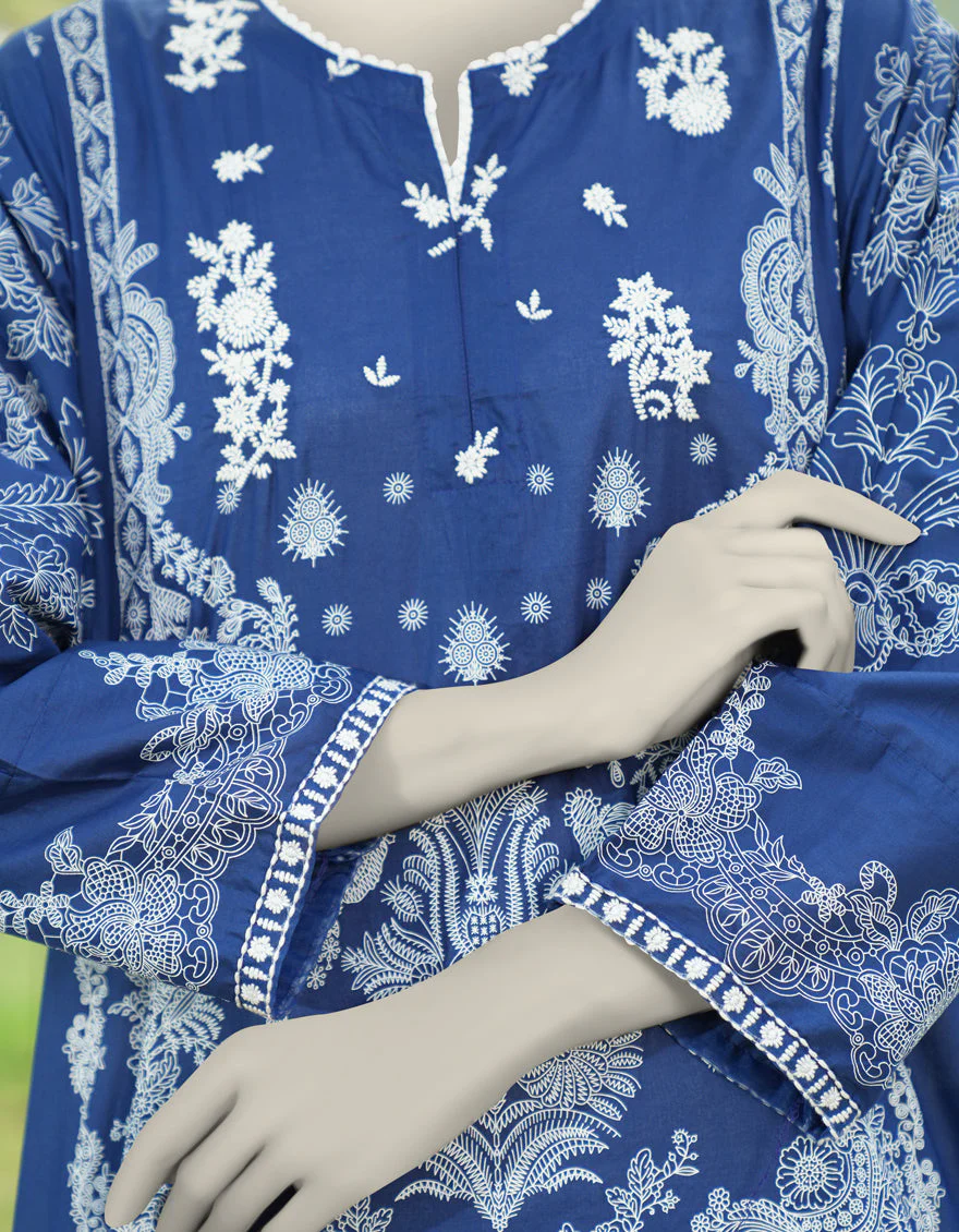 BLUE LAWN 3PC STITCHED | JLAWN-S-25-176/S MONOCHROME-3 - Image 4