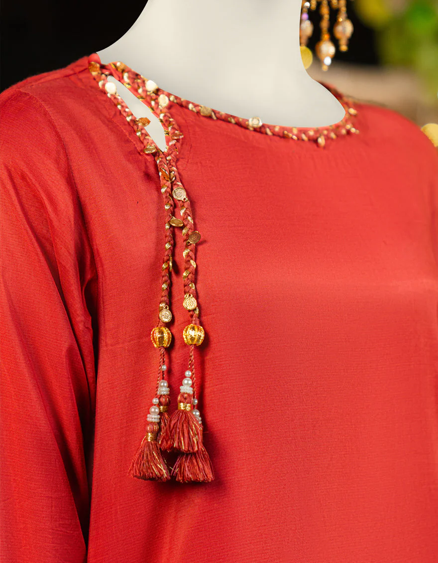 PEACH SILK 3PC STITCHED | JLAWN-S-25-178/S SHIMMERING FLAIR-01 - Image 3