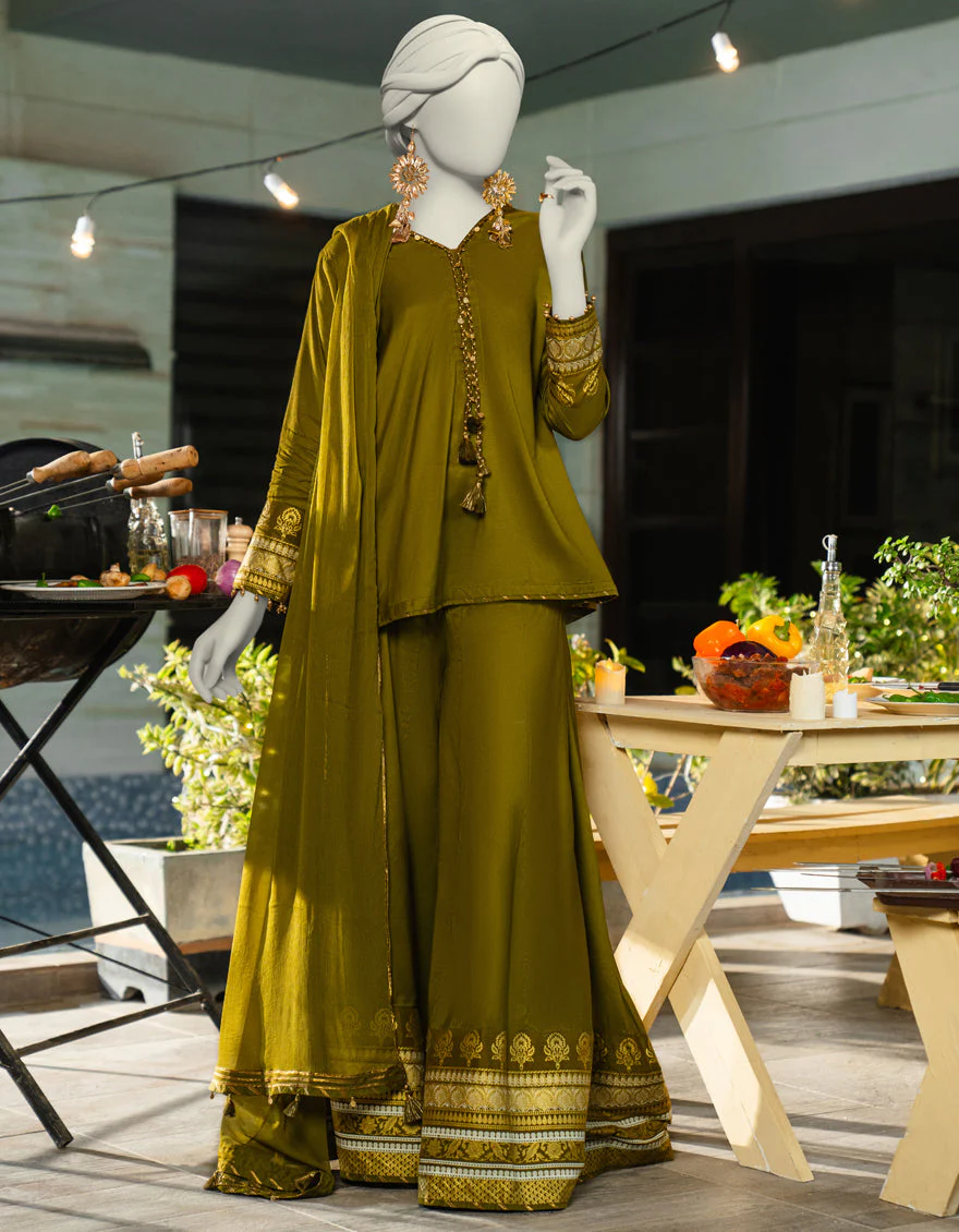 GREEN SILK 3PC STITCHED | JLAWN-S-25-179/S SHIMMERING FLAIR-02