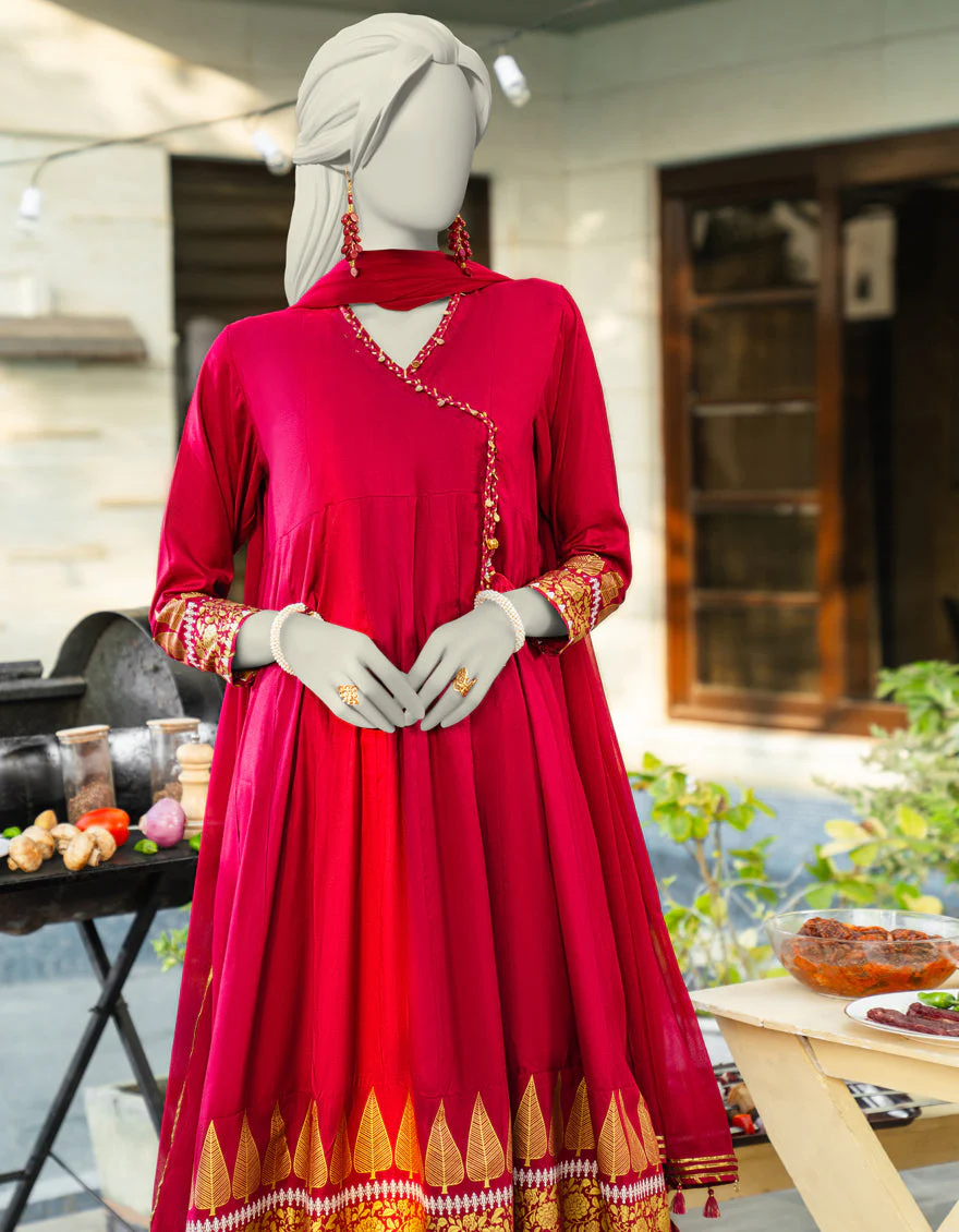 PINK SILK 3PC STITCHED | JLAWN-S-25-180/S SHIMMERING FLAIR-03 - Image 2
