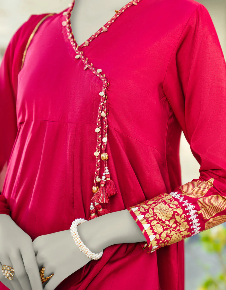 PINK SILK 3PC STITCHED | JLAWN-S-25-180/S SHIMMERING FLAIR-03 - Image 4