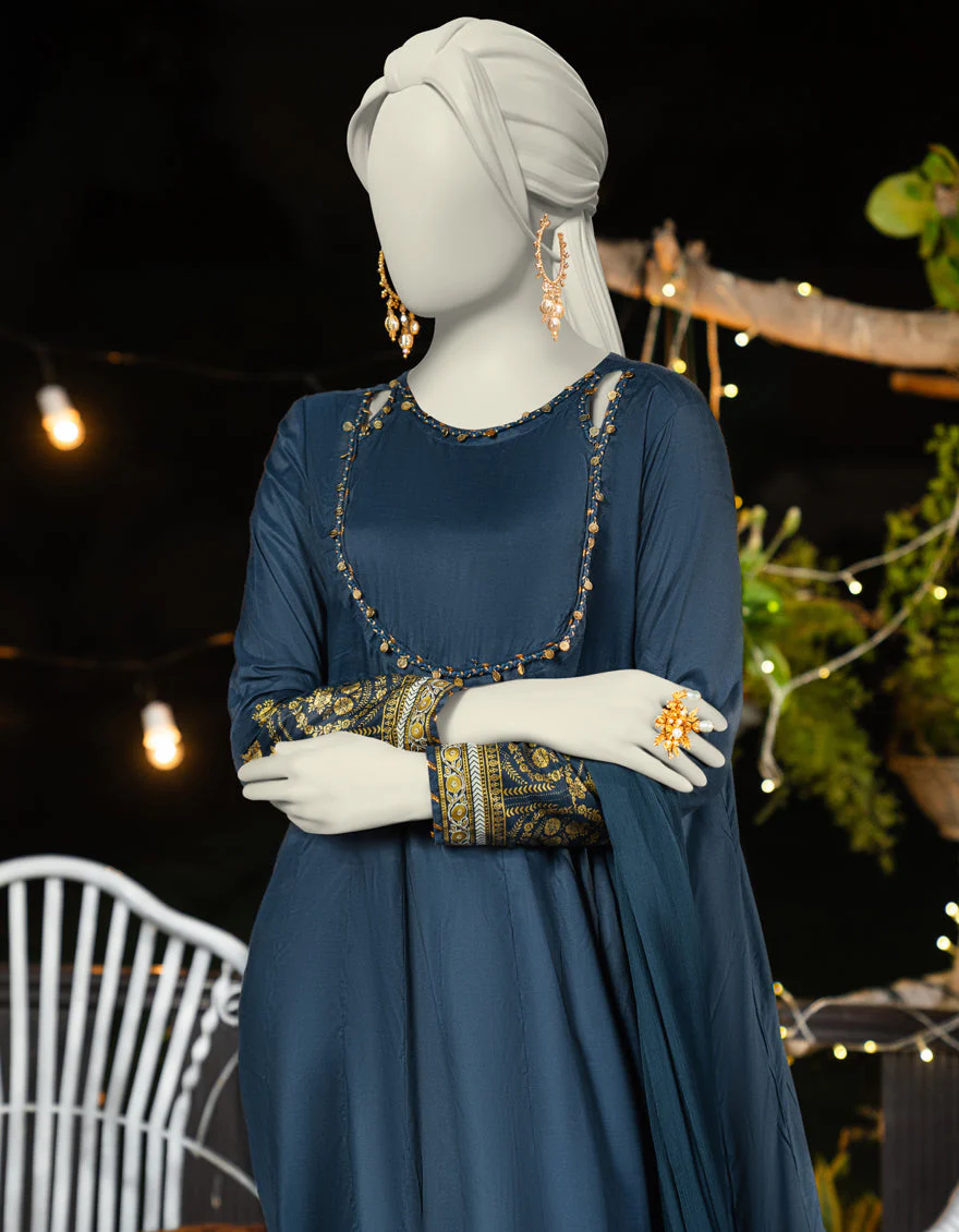 BLUE SILK 3PC STITCHED | JLAWN-S-25-181/S SHIMMERING FLAIR-04 - Image 2