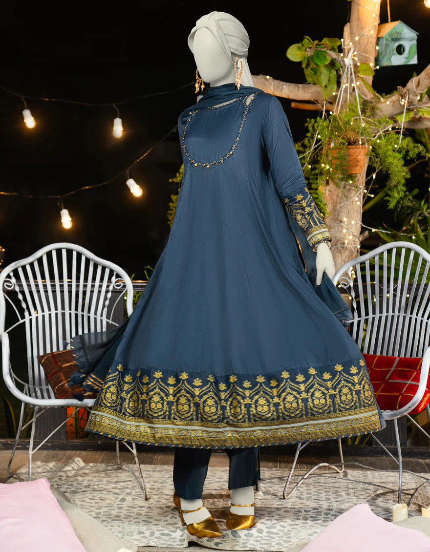 BLUE SILK 3PC STITCHED | JLAWN-S-25-181/S SHIMMERING FLAIR-04 - Image 3