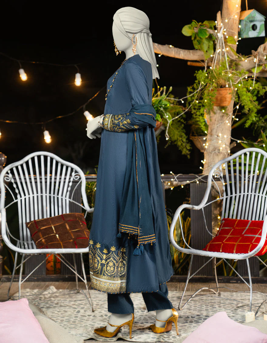 BLUE SILK 3PC STITCHED | JLAWN-S-25-181/S SHIMMERING FLAIR-04 - Image 4