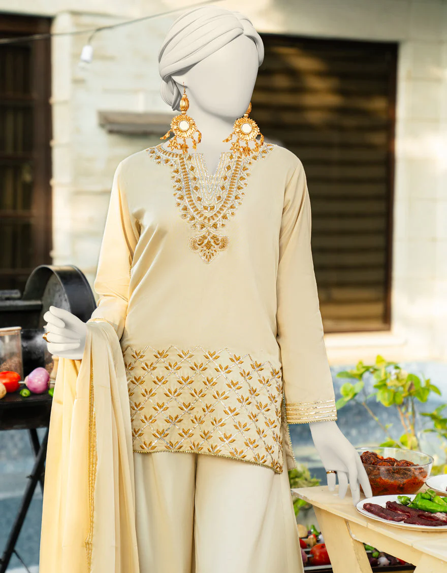 BEIGE SILK 3PC STITCHED | JLAWN-S-25-182/S GOTTA VINTAGE-01 - Image 2