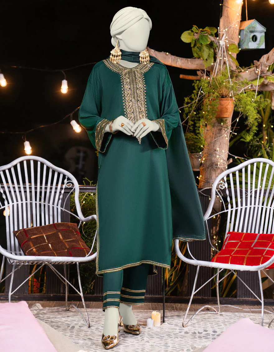 GREEN SILK 3PC STITCHED | JLAWN-S-25-184/S GOTTA VINTAGE-03