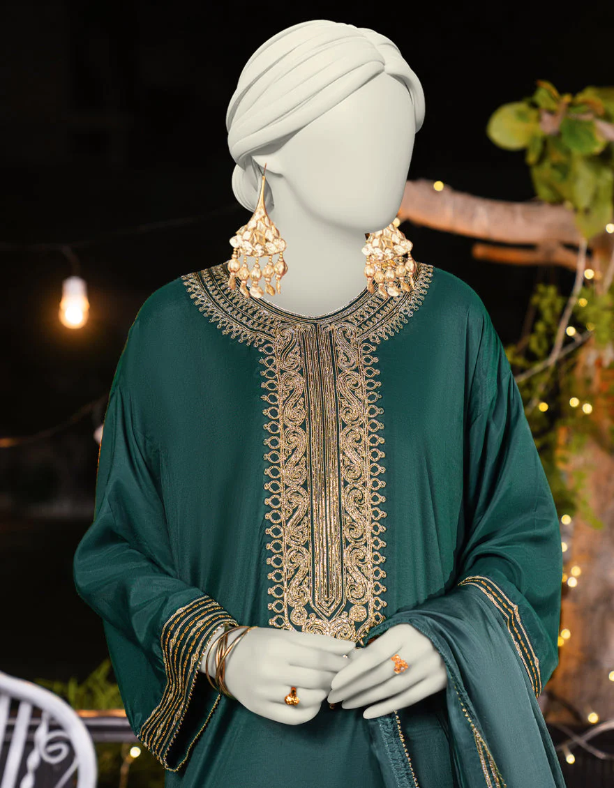GREEN SILK 3PC STITCHED | JLAWN-S-25-184/S GOTTA VINTAGE-03 - Image 2