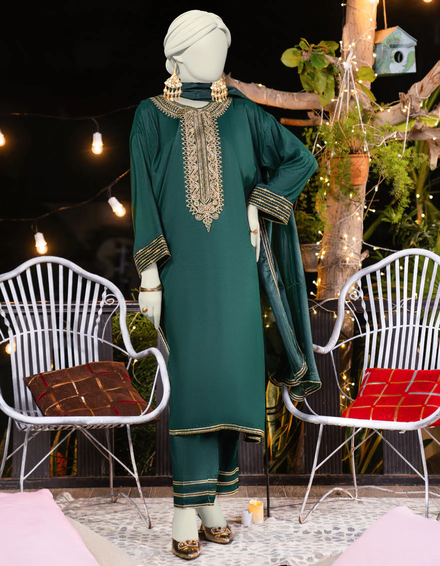 GREEN SILK 3PC STITCHED | JLAWN-S-25-184/S GOTTA VINTAGE-03 - Image 3