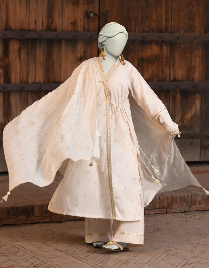 OFF WHITE LAWN 3PC UNSTITCHED | JLAWN-S-25-3176 NEEDLE WORK-8