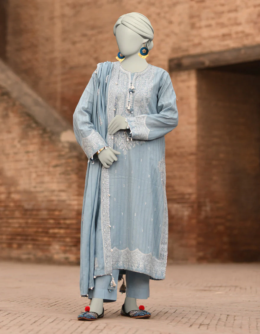 BLUE DORIA 3PC UNSTITCHED | JLAWN-S-25-3185 GRANDIOUS-05