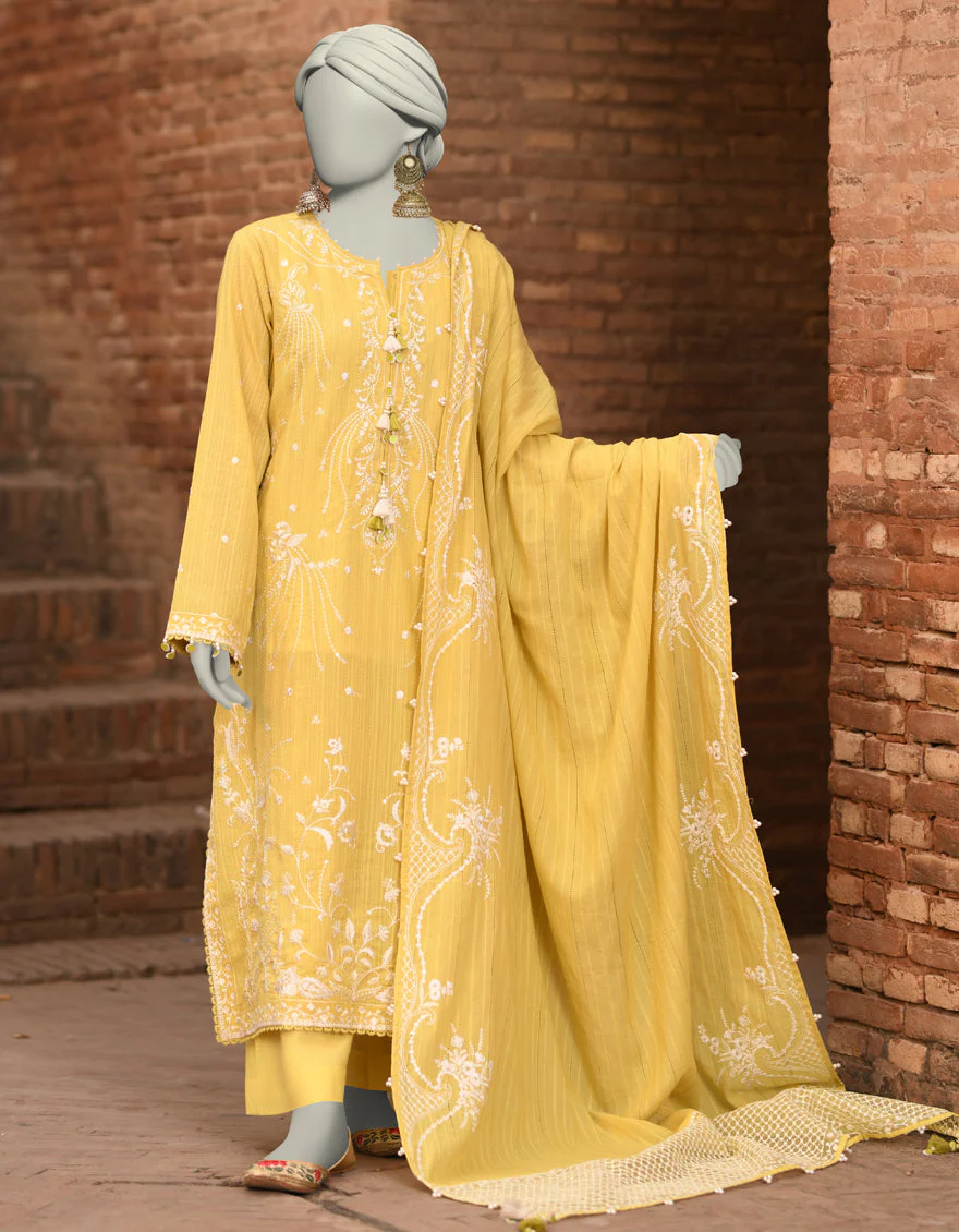 YELLOW DORIA 3PC UNSTITCHED | JLAWN-S-25-3186 GRANDIOUS-06
