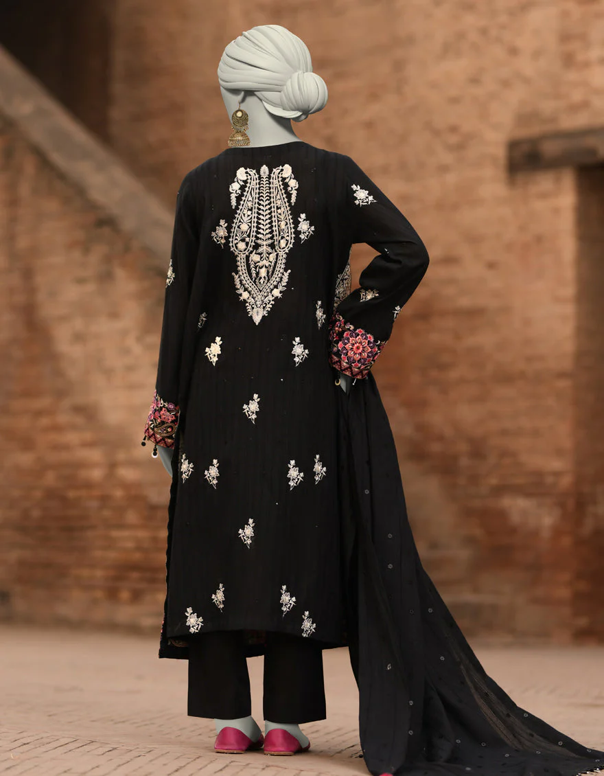 BLACK DORIA 3PC UNSTITCHED | JLAWN-S-25-3187 GRANDIOSE-07 - Image 2