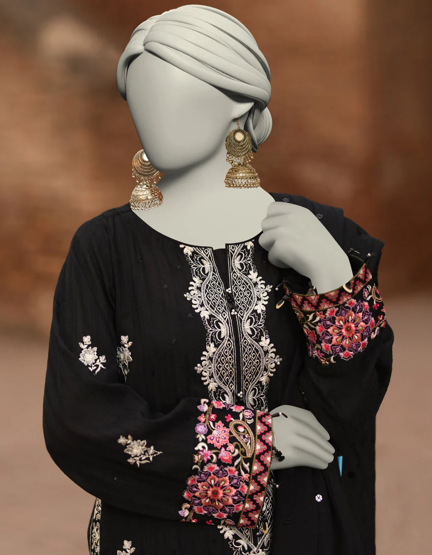 BLACK DORIA 3PC UNSTITCHED | JLAWN-S-25-3187 GRANDIOSE-07 - Image 3