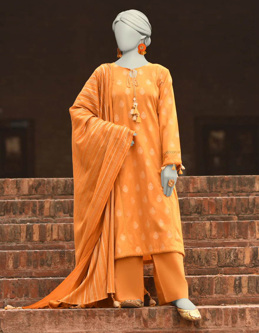 MUSTARD JACQUARD 3PC UNSTITCHED | JLAWN-S-25-3203 BANARASI-3 - Image 3