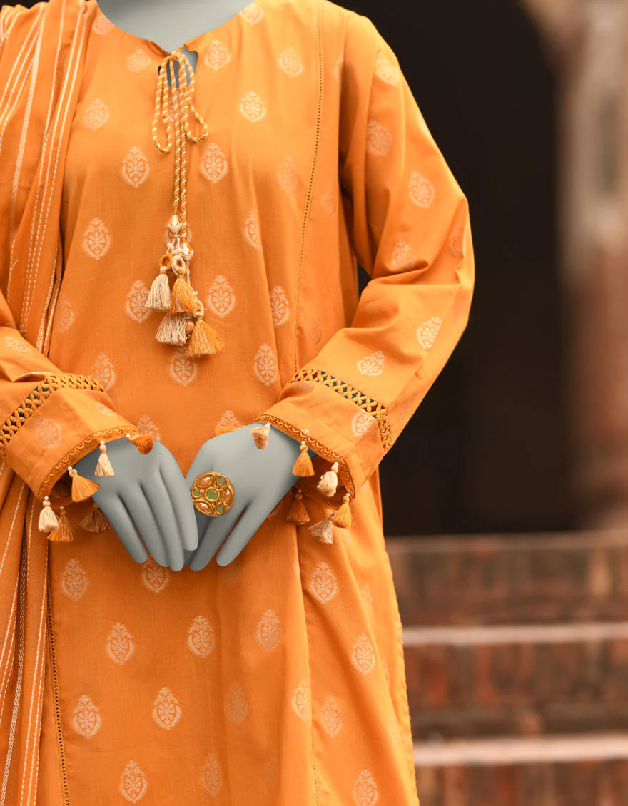 MUSTARD JACQUARD 3PC UNSTITCHED | JLAWN-S-25-3203 BANARASI-3 - Image 4