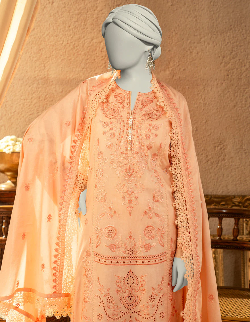 PEACH LAWN 3PC UNSTITCHED | JLAWN-S-25-3249 LUXE C-1 - Image 3
