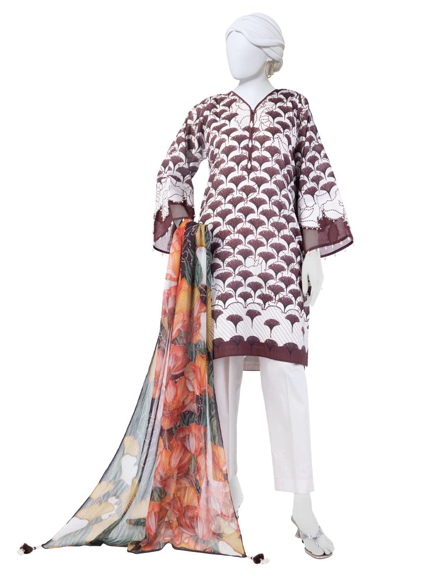GREEN LAWN 3PC UNSTITCHED | JLAWN-S-25-3265 KANTHA KAHANI-1
