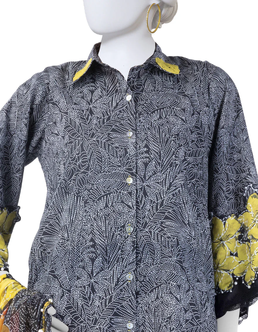 BLACK LAWN 3PC UNSTITCHED | JLAWN-S-25-3272 KANTHA KAHANI-8 - Image 3
